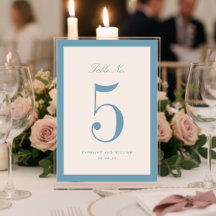 Classic Elegance Blue Wedding Tischnummer Card
