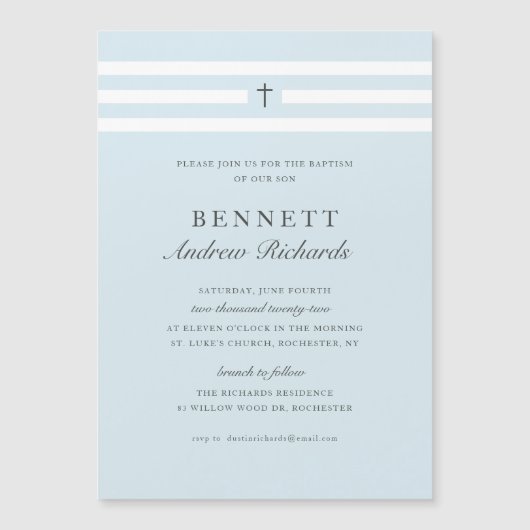 Classic Elegance Boys - Taufe Magnetkarte (Vorderseite)