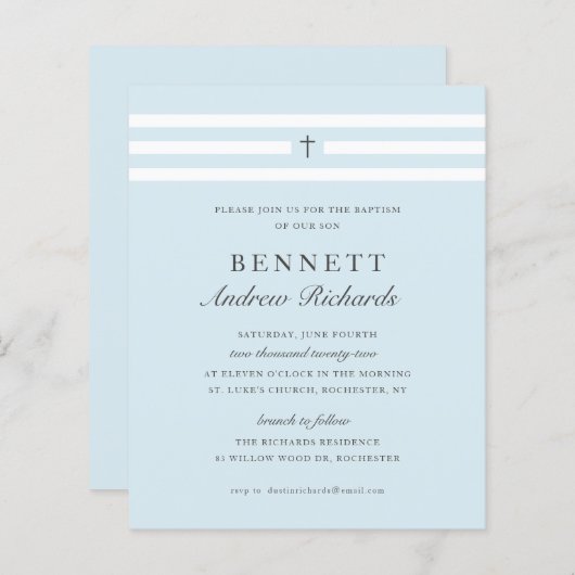 Classic Elegance Budget Baptism Invitation (Vorne/Hinten)