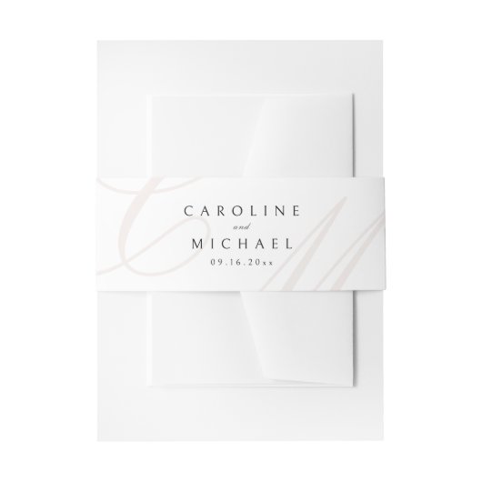 Classic Elegance Calligraphy Monogram Wedding Einladungsbanderole (Vorderseite Beispiel)