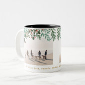 Classic Elegance Christmas Holiday Two Photo Zweifarbige Tasse (Vorderseite Links)