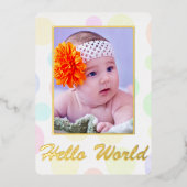 Classic Elegance Foto FOIL Geburtserklärung Folieneinladung (Vorderseite)