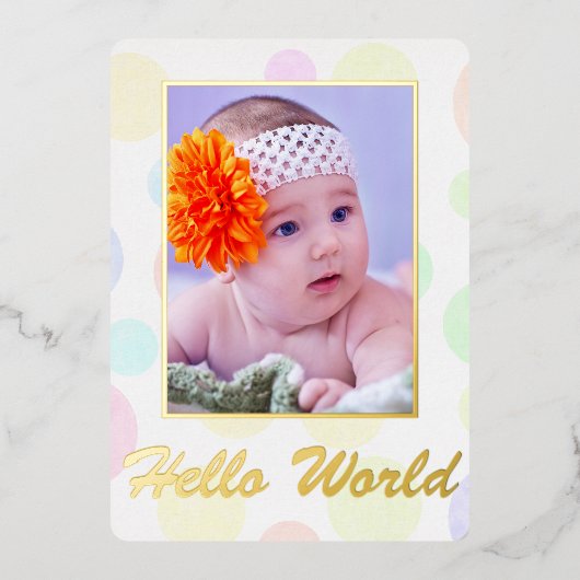 Classic Elegance Foto FOIL Geburtserklärung Folieneinladung (Vorderseite)