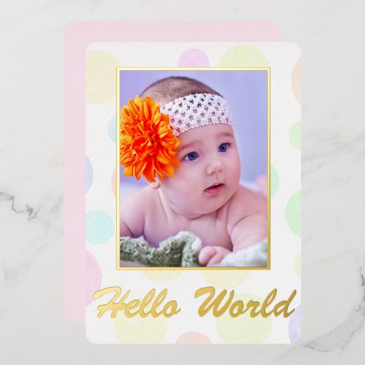 Classic Elegance Foto FOIL Geburtserklärung Folieneinladung (Vorderseite/Rückseite)