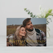 Classic Elegance Gold Frohe Weihnachtskarte Folieneinladung (Stehend vorne)