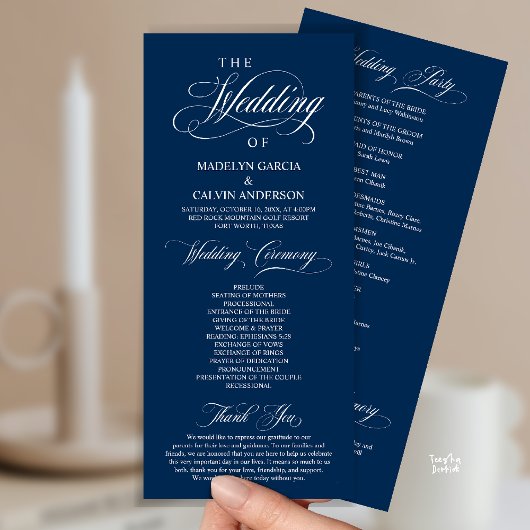 Classic Elegance Gold Script, Hochzeitsfeier Programm