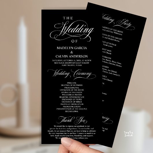 Classic Elegance Gold Script, Hochzeitsfeier Programm
