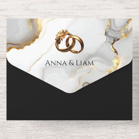 Classic Elegance Gold Wedding Invitation All-in-One-Einladung (Rückseite)