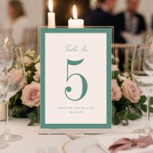 Classic Elegance Green Wedding Tischnummer Card