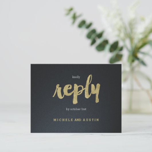 Classic Elegance - Hochzeitserfahrung RSVP Postcar Einladungspostkarte (Stehend Vorderseite)