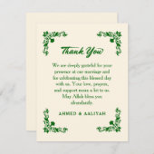 Classic Elegance Ivory & Emerald Floral Wedding Dankeskarte (Vorne/Hinten)