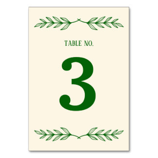 Classic Elegance Ivory & Emerald Islamic Wedding Tischnummer