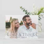 Classic Elegance Liebe und Dank Navy Foto Dankeskarte (Stehend Vorderseite)