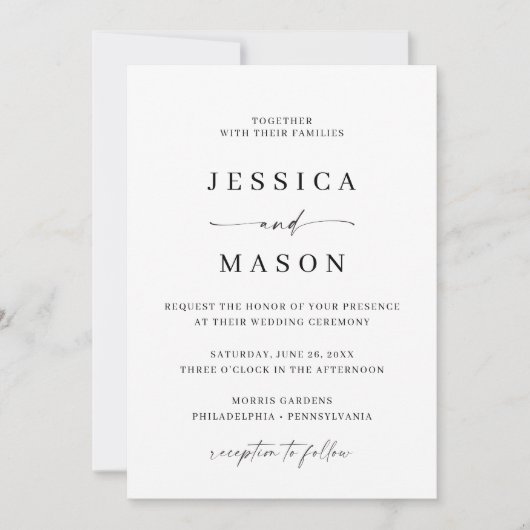 Classic Elegance Modern Minimal Wedding Invitation Einladung (Vorderseite)