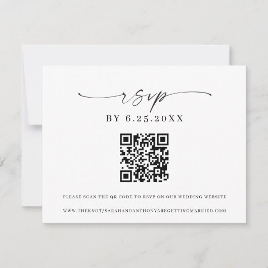 Classic Elegance Modern Wedding RSVP QR code Einladung (Vorderseite)