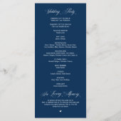 Classic Elegance Navy Blue, Hochzeitfeier Prog Programm (Rückseite)