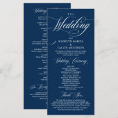 Classic Elegance Navy Blue, Hochzeitfeier Prog Programm (Vorne/Hinten)