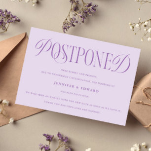 Classic Elegance Postponed Wedding Update Lilac Einladung