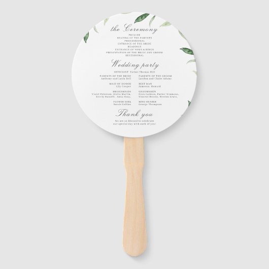 Classic Elegance Script Greenerity Wedding Program Fächer (Rückseite)