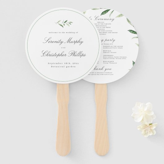 Classic Elegance Script Greenerity Wedding Program Fächer (Vorne und Hinten)