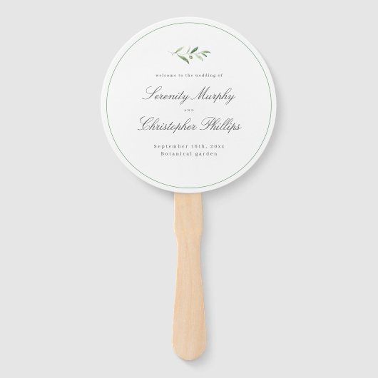 Classic Elegance Script Greenerity Wedding Program Fächer (Vorderseite)