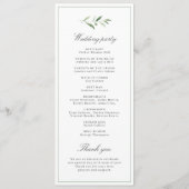 Classic Elegance Script Greenerity Wedding Program Menükarte (Rückseite)