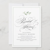 Classic Elegance Script Greenery Brautparty Einladung (Vorderseite)