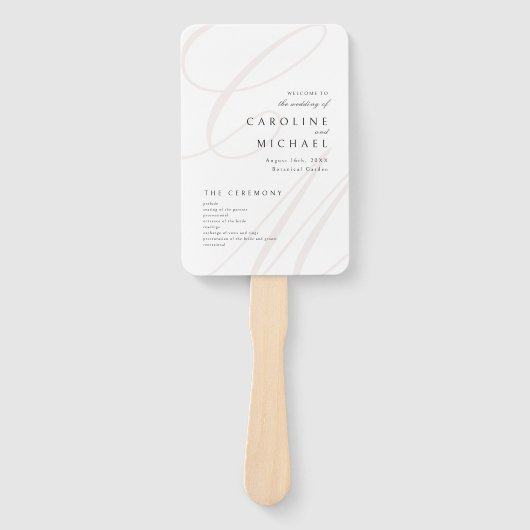 Classic Elegance Script Monogram Wedding Program Fächer (Vorderseite)