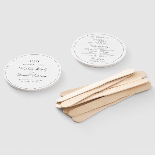 Classic Elegance Script Monogram Wedding Program H Fächer (Non-assembled)