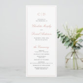 Classic Elegance Script Monogram Wedding Program Menükarte (Stehend Vorderseite)