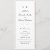 Classic Elegance Script Monogram Wedding Program Menükarte (Vorderseite)