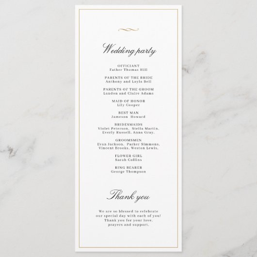 Classic Elegance Script Monogram Wedding Program Menükarte (Rückseite)