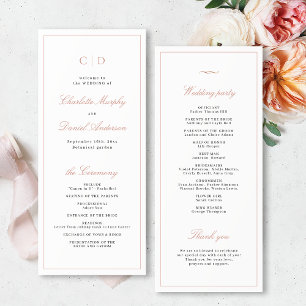 Classic Elegance Script Monogram Wedding Program Menükarte