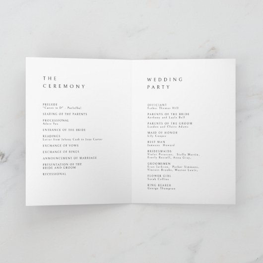 Classic Elegance Script Monogram Wedding Program Programm (Innenseite)