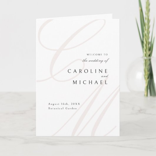 Classic Elegance Script Monogram Wedding Program Programm (Vorderseite)