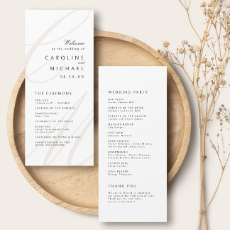 Classic Elegance Script Monogram Wedding Program Programm