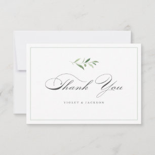 Classic Elegance Script Simple Greenery Vielen Dan Dankeskarte