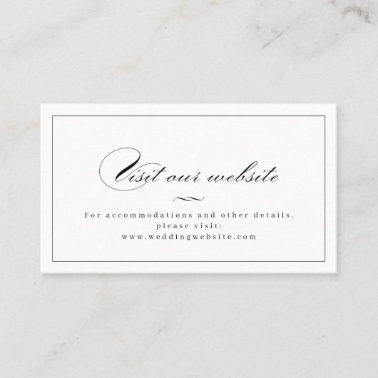 Classic Elegance Script Website Insert Card Platzkarte (Vorderseite)