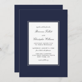 Classic Elegance Simple Navy Blue Wedding Einladung