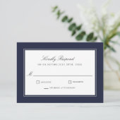 Classic Elegance Simple Navy Wedding RSVP Karte (Stehend Vorderseite)