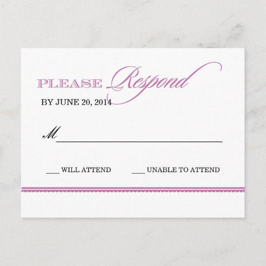 Classic Elegance Wedding Antwort Postkarte (Vorderseite)