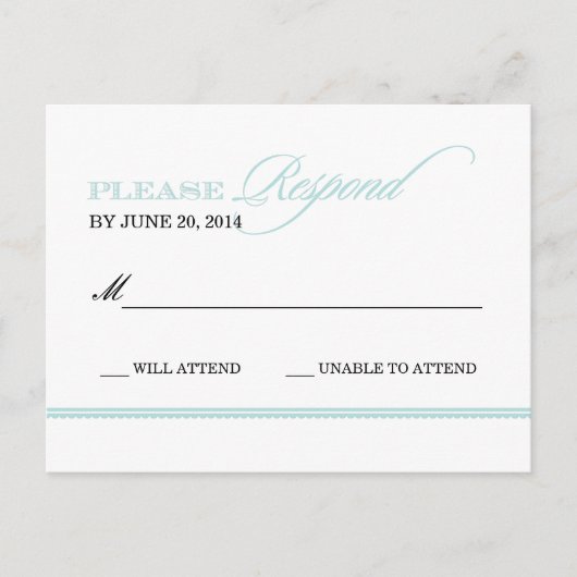 Classic Elegance Wedding Antwort Postkarte (Vorderseite)