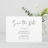 Classic Elegance White Script Save the Date Budget (Stehend Vorderseite)