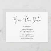 Classic Elegance White Script Save the Date Budget (Vorne/Hinten)
