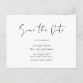 Classic Elegance White Script Save the Date Budget Postkarte (Vorderseite)