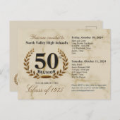 Classic Elegant 50. High School Wiedersehen - 2 Ta Postkarte (Vorne/Hinten)