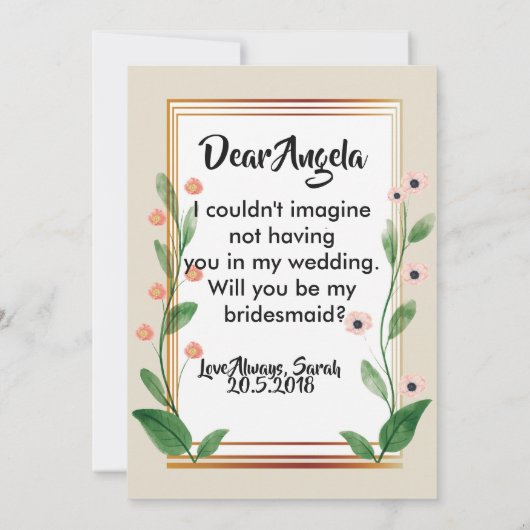 Classic & Elegant Anspruchsvolle Bridesmaid Einladung (Rückseite)