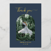 Classic Elegant Arch Foto Wedding Dankeschön Card Folieneinladung (Vorderseite)
