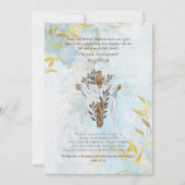 Classic Elegant BAPTISM Einladung Aqua Blue Gold (Vorderseite)