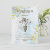 Classic Elegant BAPTISM Einladung Aqua Blue Gold (Stehend Vorderseite)